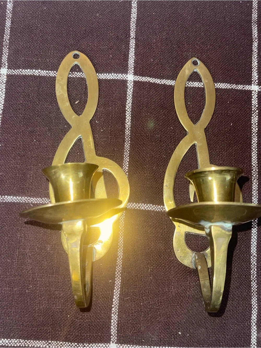 Vintage Olee Brass Music Note Wall Sconces – Pair – Made in India